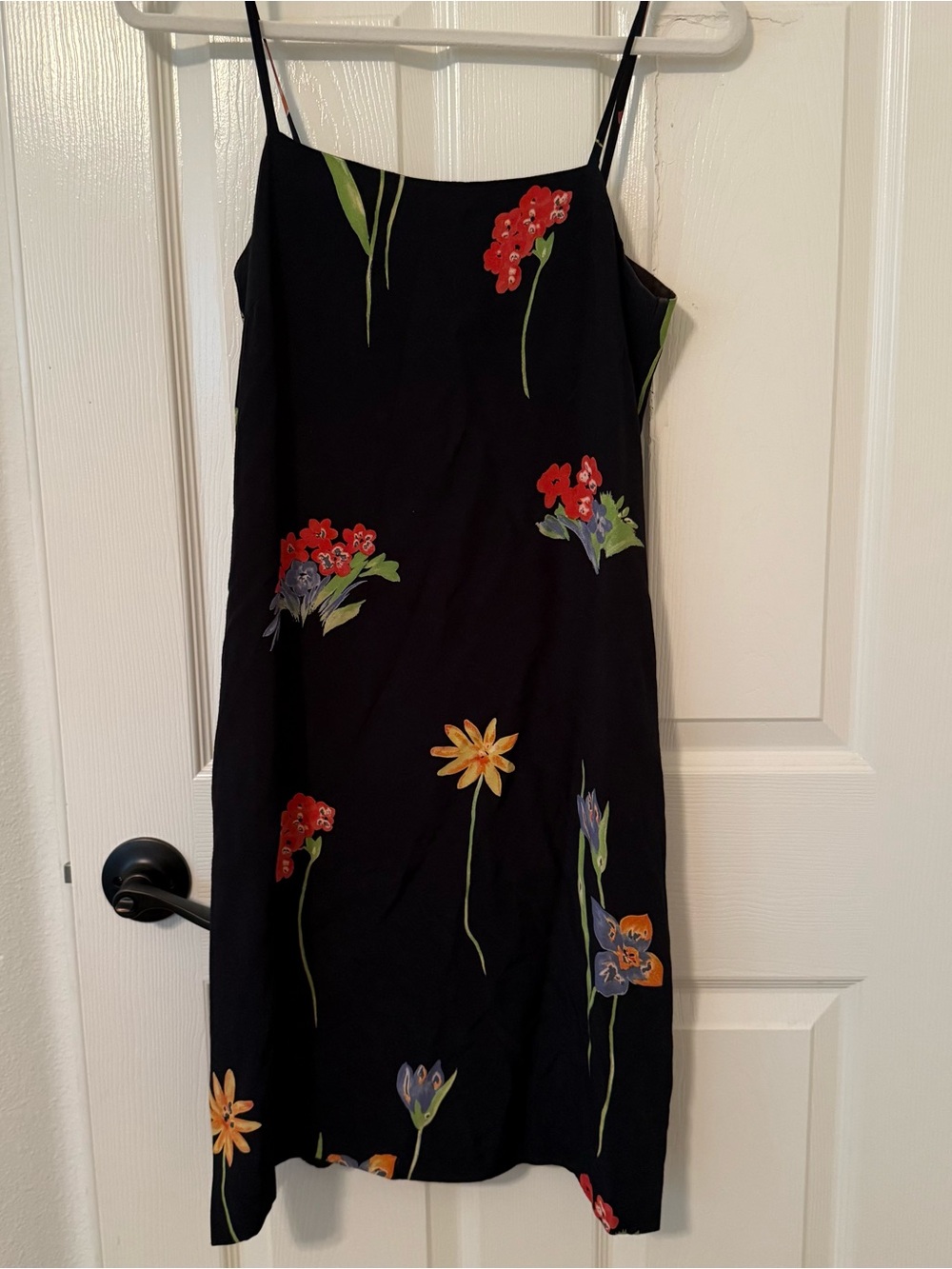 Harold's Black Floral Spaghetti-Strap Mini Dress summer spring church vacation - Picture 1 of 7